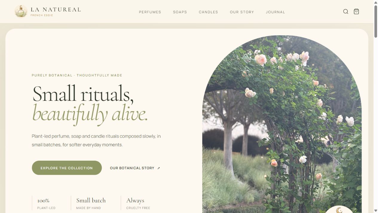LaNatureal botanical commerce storefront